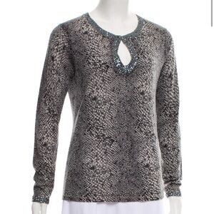 Neiman Marcus Animal Print 100% Cashmere Sweater